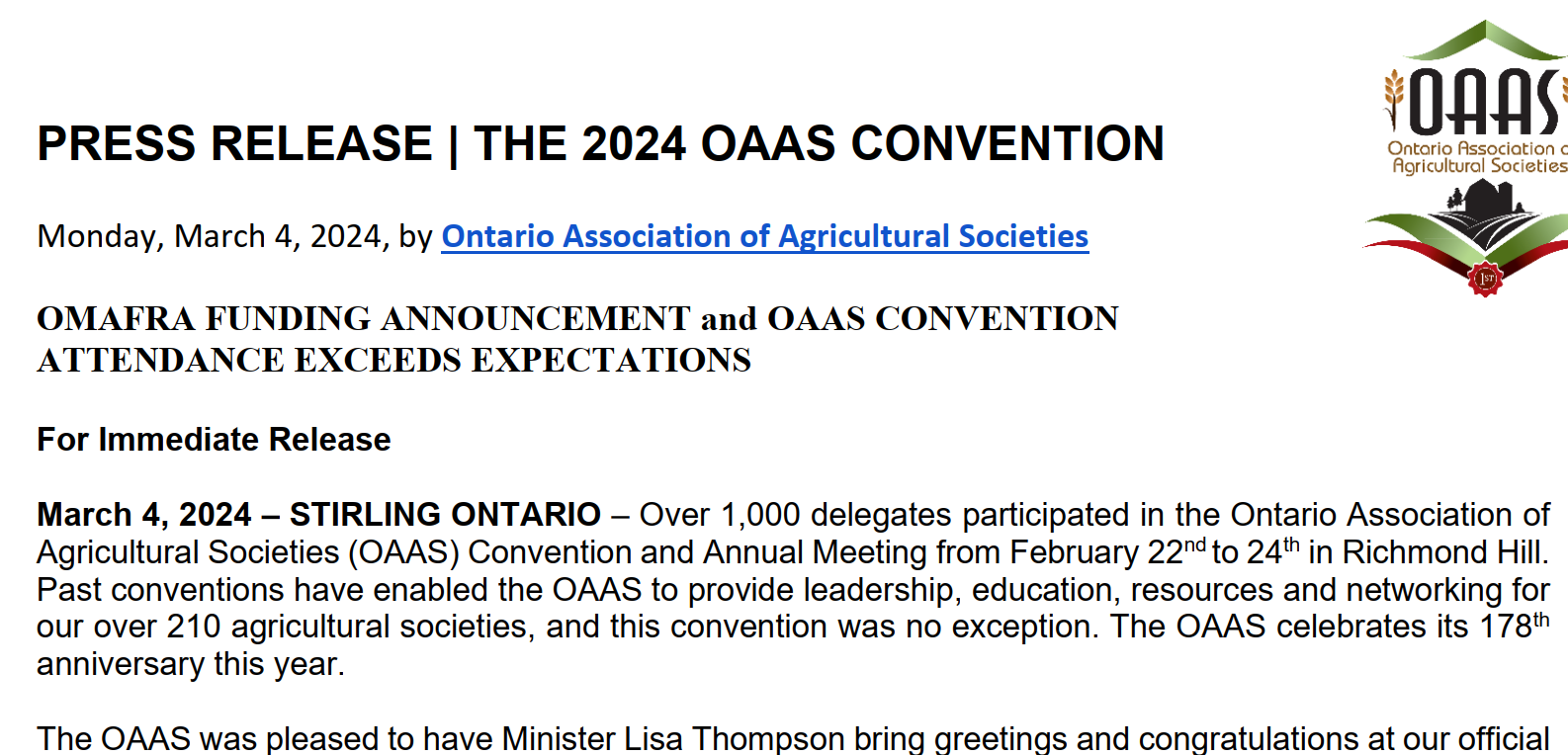 OAAS Press Releases picture 1