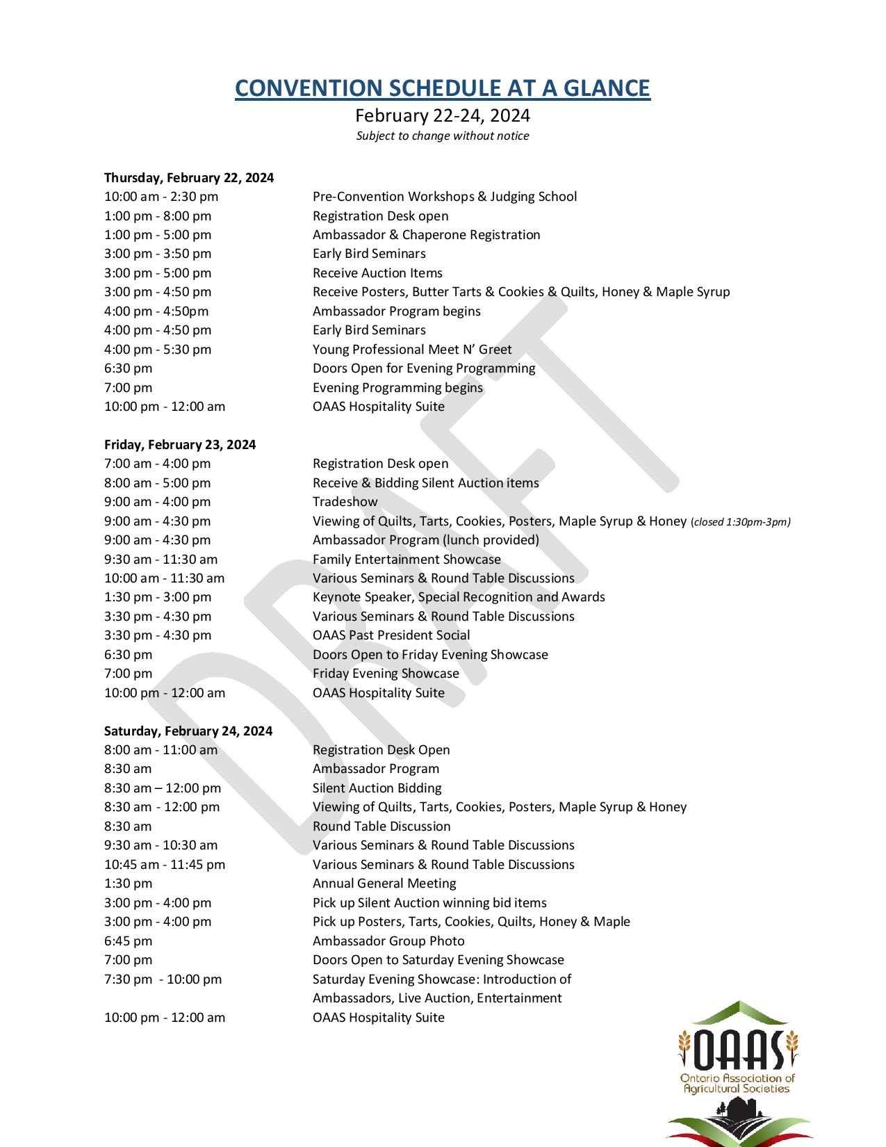 2024 Convention Schedule at A Glance page 001